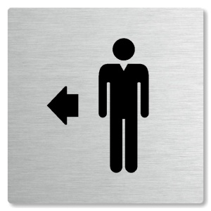 WC muži vlevo, 80x80mm, stříbrná, Nevada